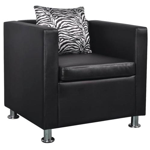 vidaXL Fauteuil kubus kunstleer zwart, Huis en Inrichting, Fauteuils, Nieuw, Verzenden