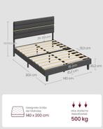 Tweepersoonsbed - gestoffeerd bedframe - 140x200 cm -, Verzenden, Nieuw