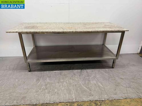 RVS Werktafel Tafel Granieten blad 207 x 82 x 90 cm Horeca, Zakelijke goederen, Horeca | Keukenapparatuur, Gebruikt, Ophalen of Verzenden