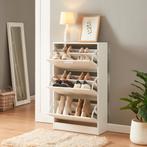 Schoenenkast Sykkylven 3 kleppen wit 103x60x24 cm [en.casa], Verzenden, Nieuw
