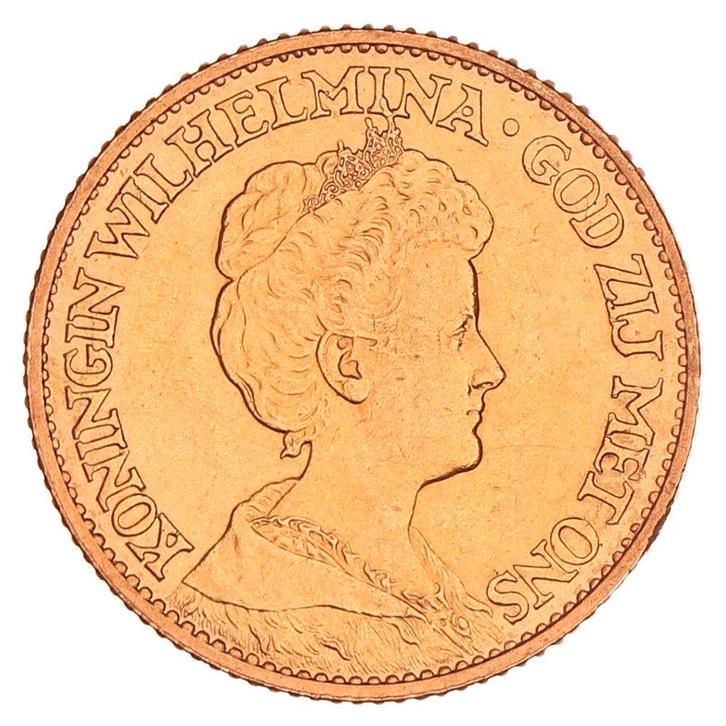 Gouden 10 Gulden Wilhelmina 1913 Pr+, Postzegels en Munten, Munten | Nederland, Verzenden