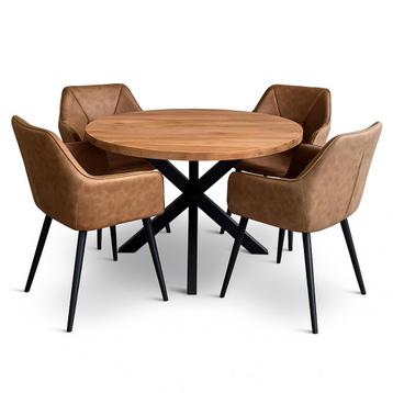 Complete 5 delige eethoek mango incl. stoelen beschikbaar voor biedingen