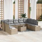 vidaXL Tuin Sofa Set met kussen 10 pcs Beige Poly riet, Verzenden, Nieuw, Rotan