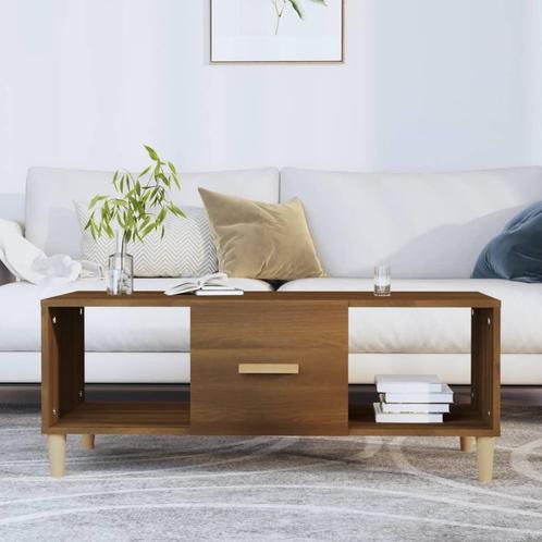 vidaXL Salontafel 102x50x40 cm bewerkt hout bruin eikenkleur, Huis en Inrichting, Tafels | Salontafels, 100 tot 150 cm, Nieuw
