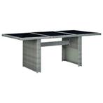 vidaXL Tuintafel poly rattan en gehard glas lichtgrijs, Tuin en Terras, Tuintafels, Verzenden, Nieuw