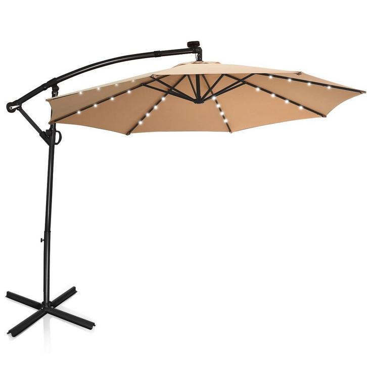 2dekans | Coast 300 cm Beige Vrijhangende Parasol met, Tuin en Terras, Parasols, Zo goed als nieuw, Ophalen of Verzenden