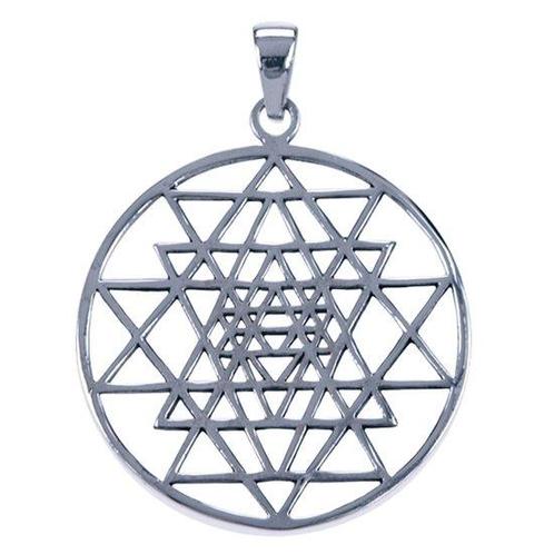 Zilveren Sri Yantra open driehoeken ketting hanger, Sieraden, Tassen en Uiterlijk, Kettinghangers, Verzenden