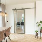 Stalen Schuifdeur 6 Vlaks Olijfgroen Helder glas Luxe design, Doe-het-zelf en Verbouw, Kozijnen en Schuifpuien, 75 tot 150 cm