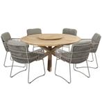 Murcia Prado dining tuinset 160 cm rond 7 delig olive teak, Tuin en Terras, Tuinsets en Loungesets, Ophalen of Verzenden, Nieuw