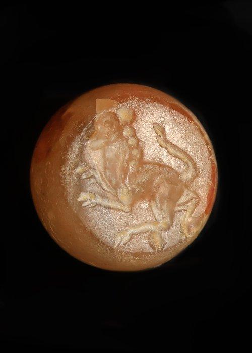 Sasanian Kornalijn Stempelzegel met viervoeter (Zonder, Antiek en Kunst, Antiek | Overige Antiek