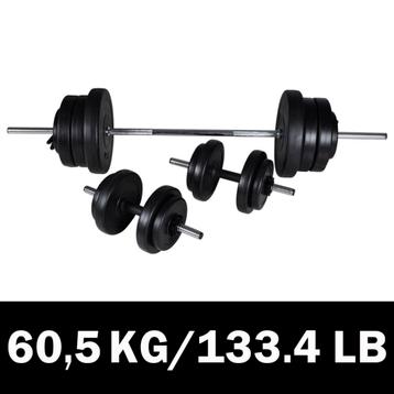 vidaXL Barbell- en dumbbellset 60,5 kg