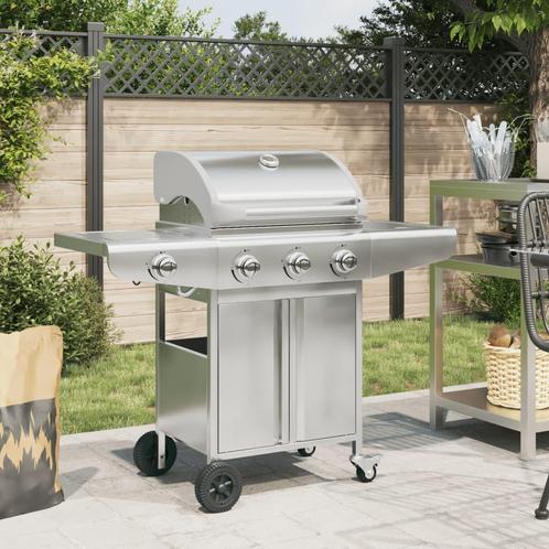 vidaXL Gasbarbecue met 4 branders roestvrij staal, Tuin en Terras, Gasbarbecues, Nieuw, Verzenden