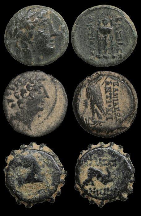 Griekenland (oud) Lot of 3 Æ Seleukid coins incl: Demetrios, Postzegels en Munten, Munten | Europa | Niet-Euromunten