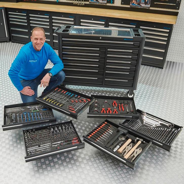 Datona Gereedschapswagen XXL + Mach VI - Datona - Zwart, Doe-het-zelf en Verbouw, Gereedschapskisten, Nieuw, Ophalen of Verzenden