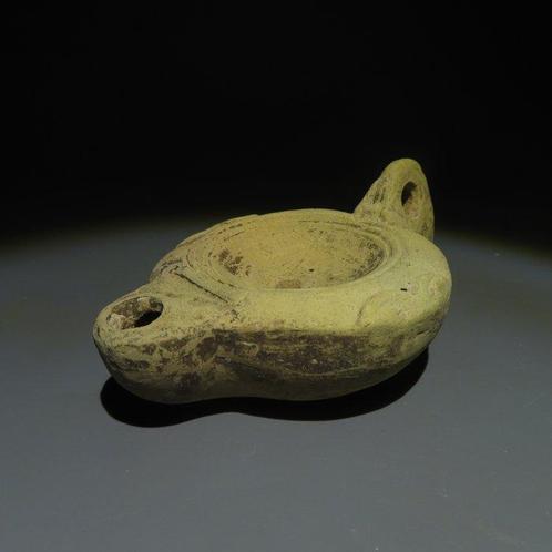 Oud-Romeins Terracotta Olielamp, gesigneerd. 1e-3e eeuw na, Verzamelen, Mineralen en Fossielen
