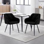 WOLTU 2 Eetkamerstoelen - Fluweel - Metalen Poten - Zwart, Verzenden, Nieuw