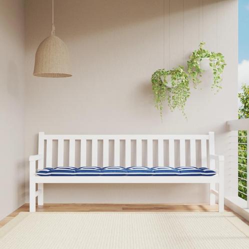 vidaXL Tuinbankkussen gestreept 200x50x7 cm stof wit en, Huis en Inrichting, Woonaccessoires | Kussens, Nieuw, Verzenden