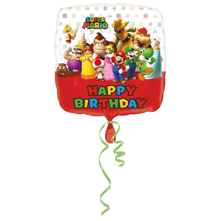 Super Mario Helium Ballon Happy Birthday 43cm leeg, Hobby en Vrije tijd, Feestartikelen, Nieuw, Verzenden