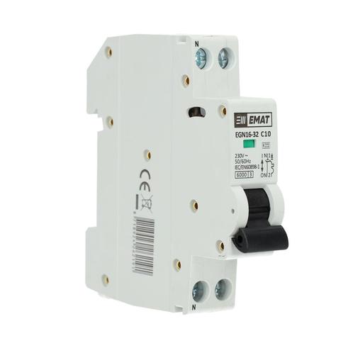 EMAT installatieautomaat 1-polig+nul 10A C-kar (85001003), Doe-het-zelf en Verbouw, Elektra en Kabels, Verzenden