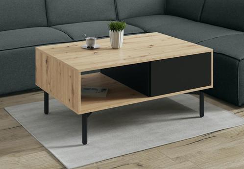Salontafel Fiona - Eiken - Zwart - 102 cm, Huis en Inrichting, Tafels | Salontafels, 100 tot 150 cm, Nieuw, Minder dan 50 cm, 50 tot 100 cm