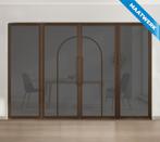 Dubbele stalen taatsdeur met glaspanelen Brons 2 Vlaks rond, Nieuw, Metaal, Overige typen