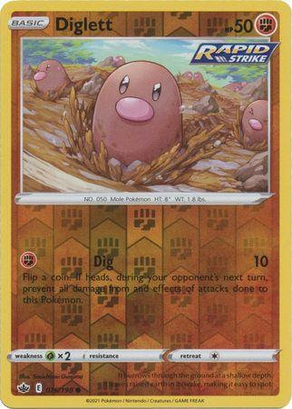 Diglett 076/198 reverse holo Chilling Reign, Hobby en Vrije tijd, Verzamelkaartspellen | Pokémon, Losse kaart, Nieuw, Foil, Ophalen of Verzenden