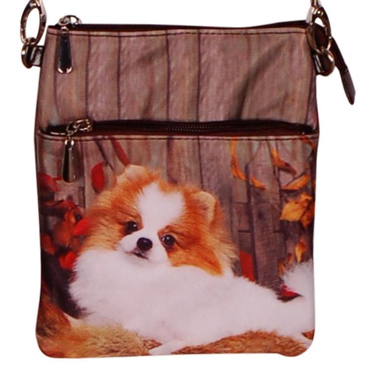 Schoudertasje Dwergkeeshond NIEUW, Sieraden, Tassen en Uiterlijk, Tassen | Schoudertassen, Bruin, Nieuw, Ophalen of Verzenden