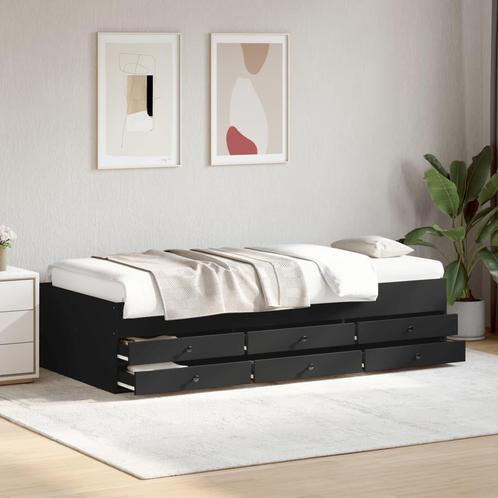vidaXL Slaapbank met lades zonder matras 75x190 cm zwart, Huis en Inrichting, Slaapkamer | Bedden, Zwart, Nieuw, Hout, Verzenden