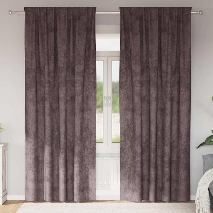 vidaXL Velvet Gordijnen met gordijnen 2 pcs Bruin 260 x 140, Huis en Inrichting, Stoffering | Gordijnen en Lamellen, Bruin, Nieuw