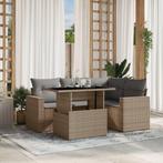 vidaXL 5-delige Loungeset met kussens poly rattan beige, Verzenden, Nieuw, Rotan, Loungeset