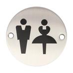 Wc pictogram mannen & vrouwen RVS rond, Ophalen of Verzenden, Nieuw, Overige materialen