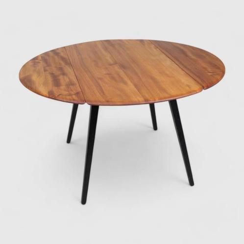 Vintage design eettafel rond, ovaal - Ercol, jaren 50, Huis en Inrichting, Tafels | Eettafels, 100 tot 150 cm, 100 tot 150 cm