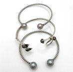 925 zilver - 3 bangels met zoetwaterparels - India - 40,11
