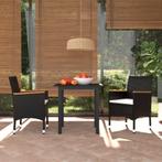 vidaXL 3-delige Tuinset met kussens poly rattan zwart, Tuin en Terras, Tuinsets en Loungesets, 2 zitplaatsen, Nieuw, Tuinset, Verzenden