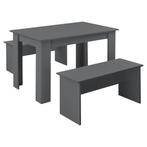 Eethoek set tafel 110x70x73 en banken 86,5x33x43,5 cm grijs, Huis en Inrichting, Nieuw, Verzenden