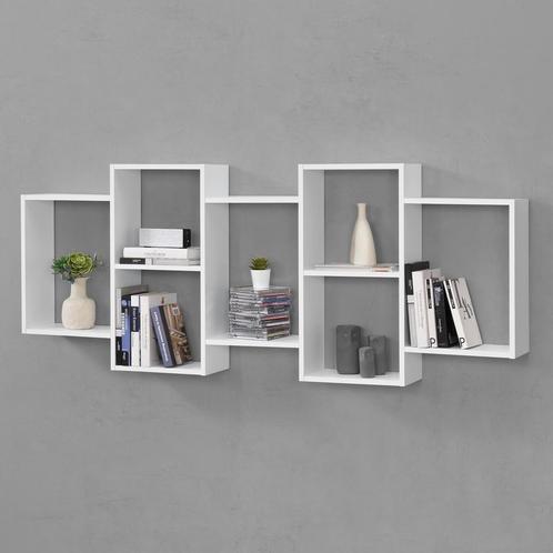 Wandplank Jessheim met 7 vakken 161x18x65 cm wit mat, Huis en Inrichting, Woonaccessoires | Wandplanken en Boekenplanken, Nieuw