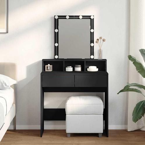 vidaXL Kaptafel met LED 80x41x144,5 cm zwart, Huis en Inrichting, Tafels | Kaptafels, Nieuw, Verzenden
