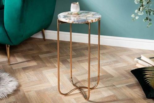 Ronde bijzettafel NOBLE I 35cm edelsteen agaat opvouwbaar, Huis en Inrichting, Tafels | Sidetables, Ophalen of Verzenden