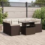 vidaXL 7-delige Loungeset met kussens poly rattan bruin, Verzenden, Nieuw, Rotan, Loungeset