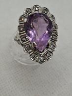 Ring - 18 karaat Witgoud Amethist - Diamant, Nieuw