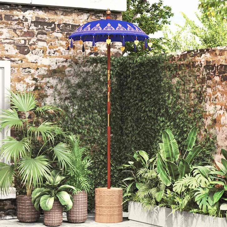 vidaXL Balinese Parasol Blauw 125 x 125 x 260 cm, Tuin en Terras, Parasols, Nieuw, 1 tot 2 meter, Verzenden