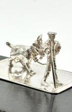 No reserve-Handgemaakte Hollands zilveren miniatuur boer met