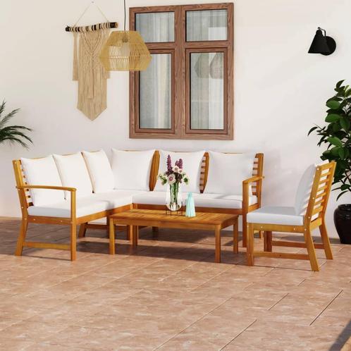 vidaXL 5-delige Loungeset met kussens massief acaciahout, Tuin en Terras, Tuinsets en Loungesets, Loungeset, Nieuw, Hardhout, Verzenden