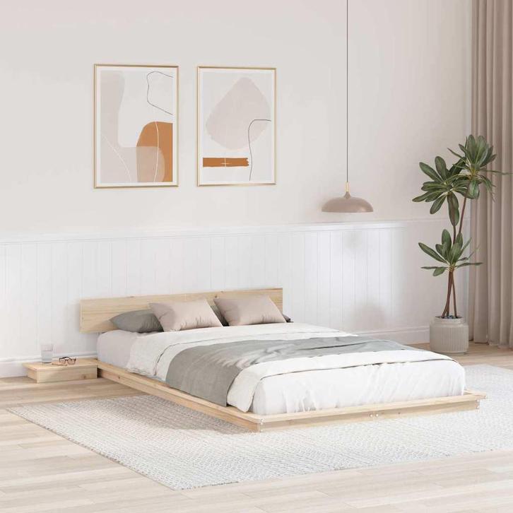 vidaXL Bedframe Bruin 135 x 190 cm Hout, Huis en Inrichting, Slaapkamer | Bedden, Bruin, Nieuw, Hout, Verzenden