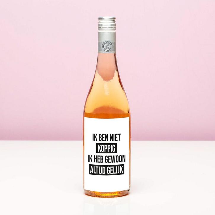 Wijnfles Ik ben niet koppig - Rosé (Blush Rosé), Diversen, Levensmiddelen, Verzenden