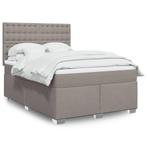 vidaXL Boxspring met matras stof taupe 140x190 cm, Verzenden, Stof, Nieuw, Tweepersoons