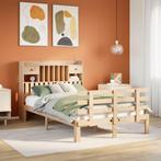 vidaXL Bed met boekenkast zonder matras massief grenenhout, Huis en Inrichting, Slaapkamer | Bedden, Bruin, Verzenden, 190 cm of minder
