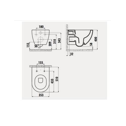 Wandcloset Creavit met Bidet Keramiek Mat Zwart (Excl., Doe-het-zelf en Verbouw, Sanitair, Ophalen of Verzenden