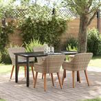vidaXL Eetkamerset 5 pcs Lichtgrijs Poly riet, Verzenden, Nieuw, Rotan