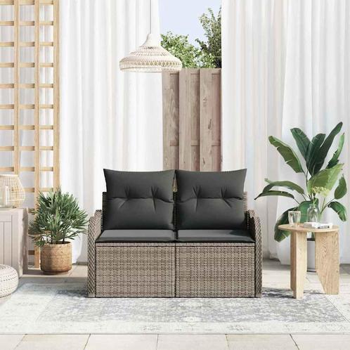 vidaXL Tuinbank met kussen Grijs 121 x 62 x 69cm poly rattan, Tuin en Terras, Tuinsets en Loungesets, Nieuw, Rotan, Verzenden